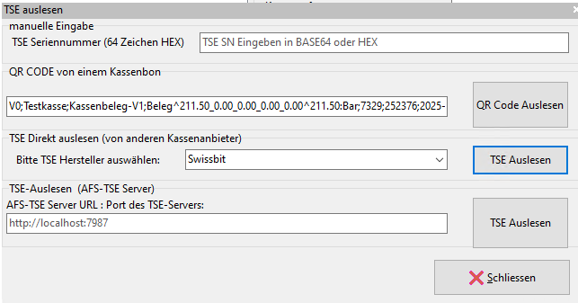 TSE-Seriennummer auslesen